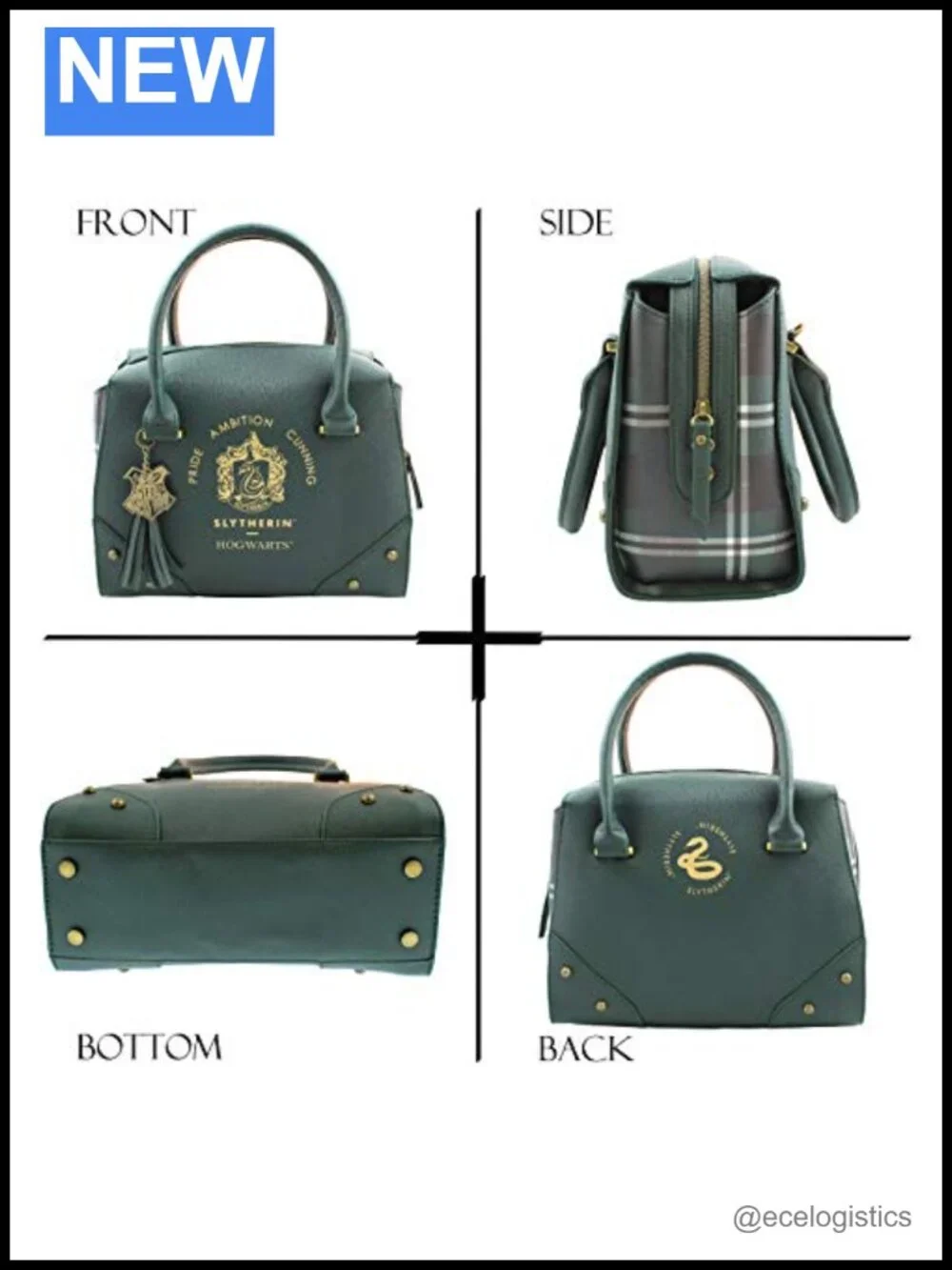 Harry Potter Satchel Purse Women's Top Handle Shoulder Bag 100% PU Slytherin